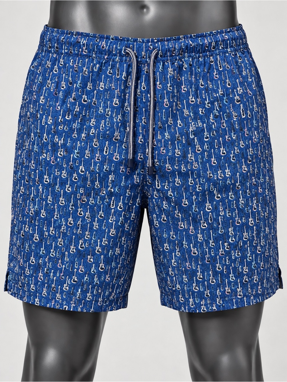 Peter Millar Men’s Medium NWT Blue Guitar Print Swim Trunks Board Shorts